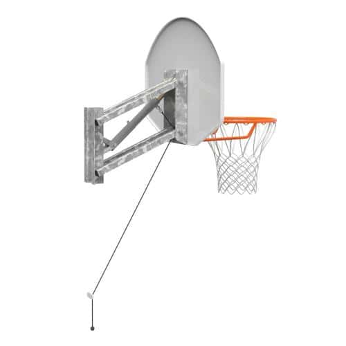 Panier de basket mural extérieur en acier galvanisé - panneau demi-lune - hauteur réglable à gaz - l'unité