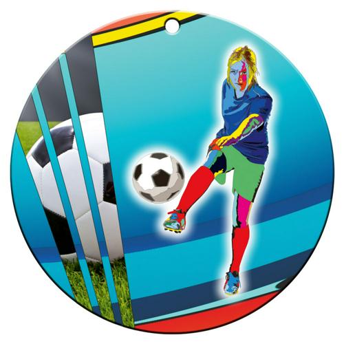 Médaille céramique - football féminin - 70mm