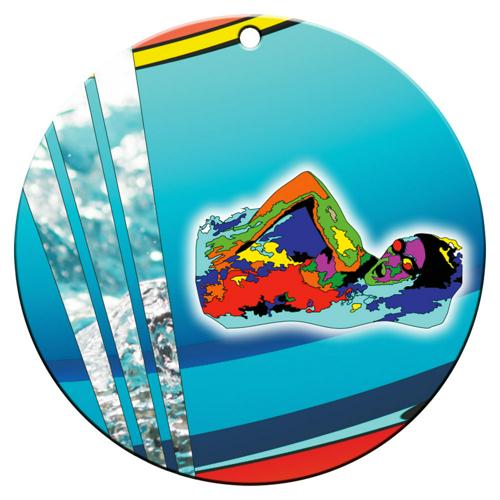 Médaille céramique - natation féminine - 70mm
