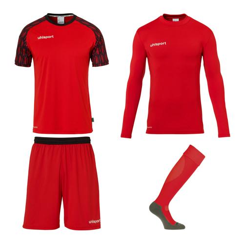 Set maillot/short/baselayer/chaussettes gardien de foot Enfant - Uhlsport - Reaction Rouge/Noir