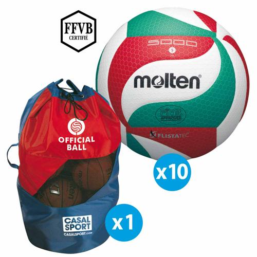 Lot 10 ballons de volley - Molten - V5M5000