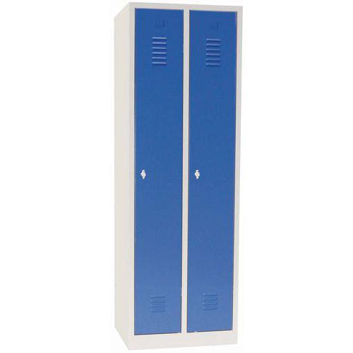 Vestiaire sur socle 2 cases avec portes largeur 30cm bleu Manutan