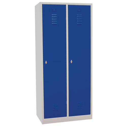 Vestiaire sur socle 2 cases avec portes largeur 40cm bleu Manutan