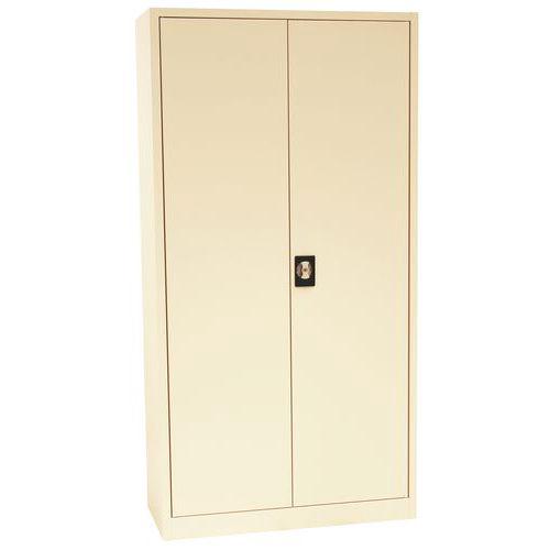 Armoire haute 4 tablettes à portes battantes beige Manutan largeur 92,5 cm