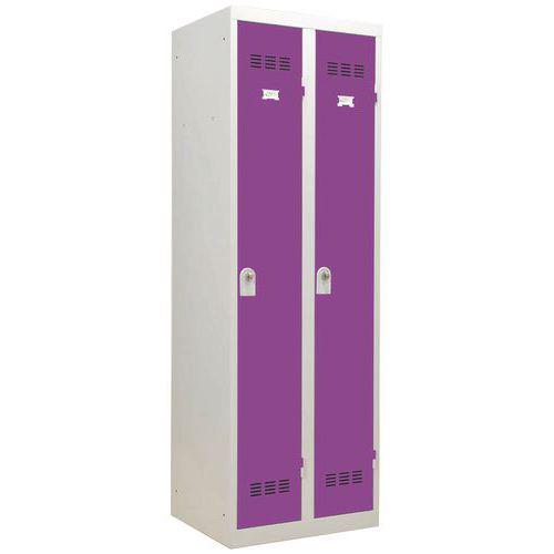 Vestiaire monobloc 2 colonnes Largeur 300 mm à cadenas - Violet