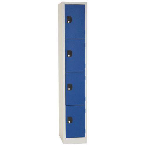 Vestiaire Modulo bleu à clé - 1 colonne 4 cases - Manutan