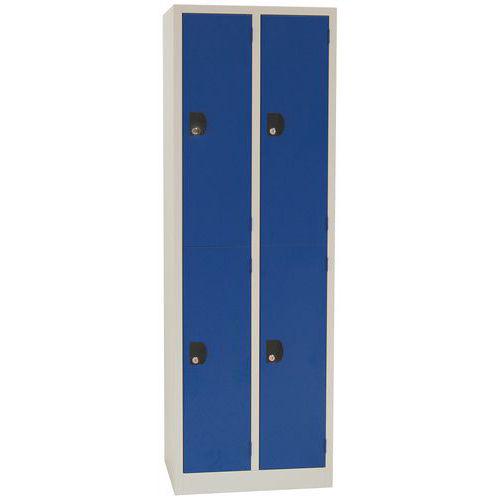 Vestiaire penderie Modulo bleu à clé - largeur 300mm 2 colonnes 4 cases - Manutan