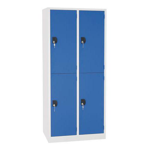 Vestiaire penderie Modulo bleu à clé - largeur 400mm 2 colonnes 4 cases - Manutan