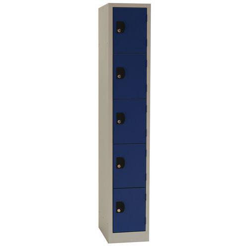 Vestiaire Modulo à clé bleu - 1 colonne 5 cases - Manutan