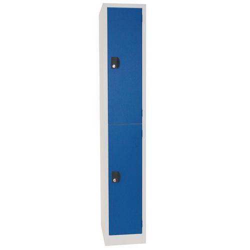 Vestiaire penderie Modulo bleu à clé - 1 colonne 2 cases - Manutan