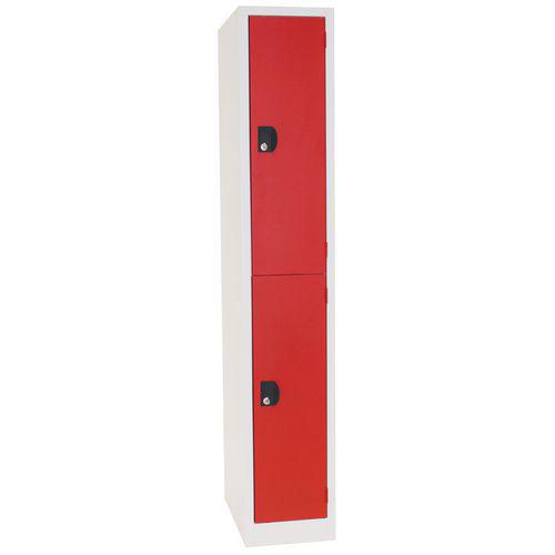 Vestiaire penderie Modulo rouge à clé - 1 colonne 2 cases - Manutan