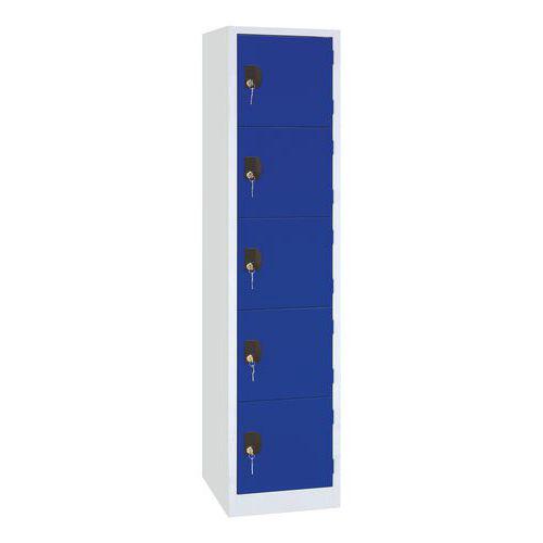 Vestiaire Modulo à clé bleu - 1 colonne 5 cases - Manutan