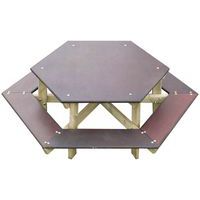 Table-bancs hexagonale enfant hauteur 51 cm