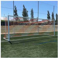 Paire de buts de foot à 11 - à sceller en aluminium 120 x 100 mm design sans crochets