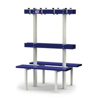 Banc Vestiaire double sur pieds avec porte patères longueur GES Assise Alu
