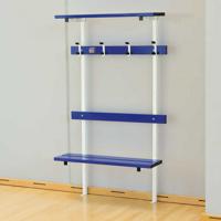 Banc Vestiaire mur/sol avec porte patères et porte sacs longueur GES Assise Alu