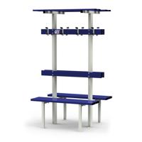 Banc Vestiaire double sur pieds avec porte patères et porte sacs GES Assise alu