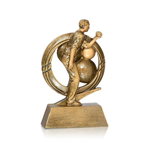 Trophée foot bronze - joueur - spécial pétanque - 15cm.