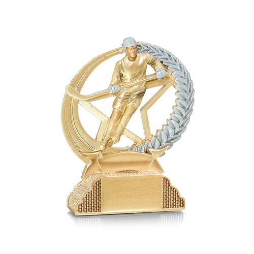 Trophée hockey or - résine 13cm. Trophée hockey or - résine 13cm.