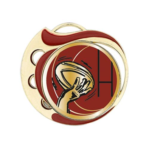 Médaille rugby rouge et or 70mm. Médaille rugby rouge et or 70mm.