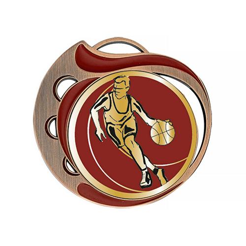 Médaille basket rouge et bronze - 70mm. Médaille basket rouge et bronze - 70mm.