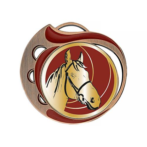 Médaille équitation rouge et bronze - 70mm. Médaille équitation rouge et bronze - 70mm.