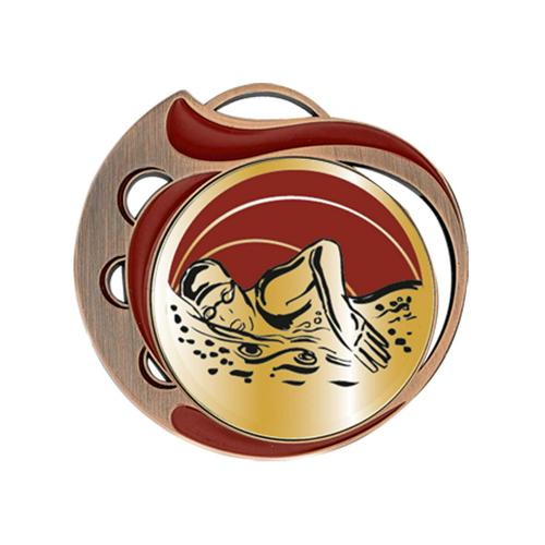 Médaille natation femme rouge et bronze - 70mm. Médaille natation femme rouge et bronze - 70mm.
