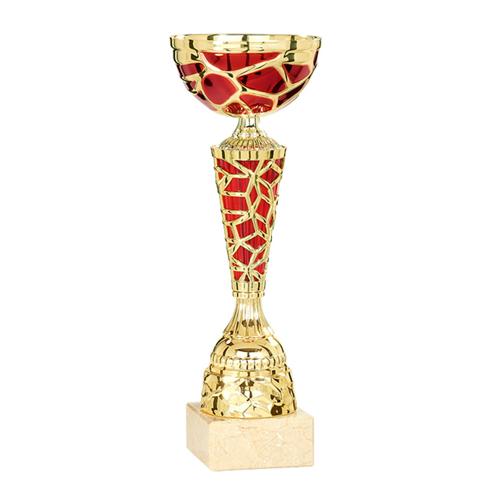 Coupe rouge et or avec coupelle - économique - 24cm. Coupe rouge et or avec coupelle - économique - 24cm.