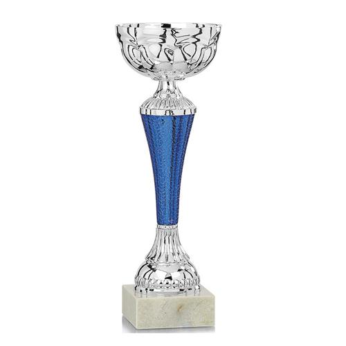 Coupe argent et bleu avec coupelle - économique - 29cm. Coupe argent et bleu avec coupelle - économique - 29cm.
