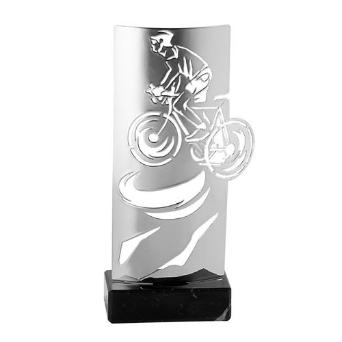 Trophée vélo argent - luxe - 30cm.