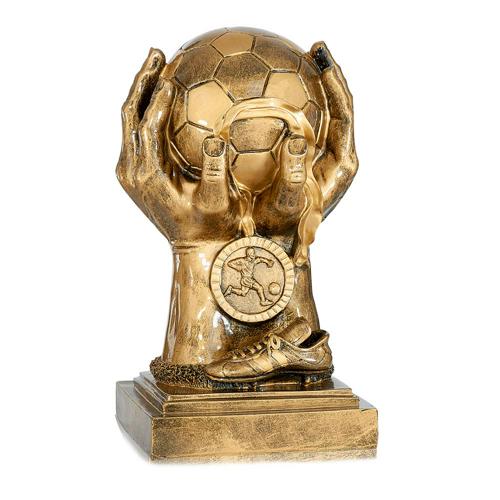Trophée foot cuivrée - ballon soulevé - spécial foot - 33cm. Trophée foot cuivrée - ballon soulevé - spécial foot - 33cm.
