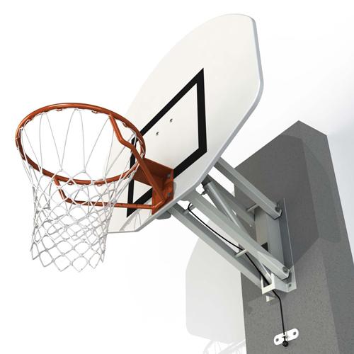 But de basket mural réglable à hauteur réglable de 2, 60m ou 3, 05m par système à gaz /