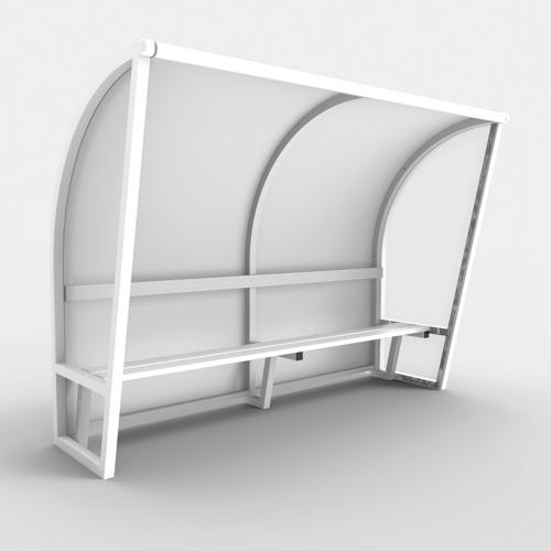 Abri de touche monobloc V2, longueur de 1, 50, structure en aluminium 50x50x3, plastifiée blanc / l'unité Abri de touche monobloc V2, longueur de 1, 50, structure en aluminium 50x50x3, plastifiée blanc / l'unité