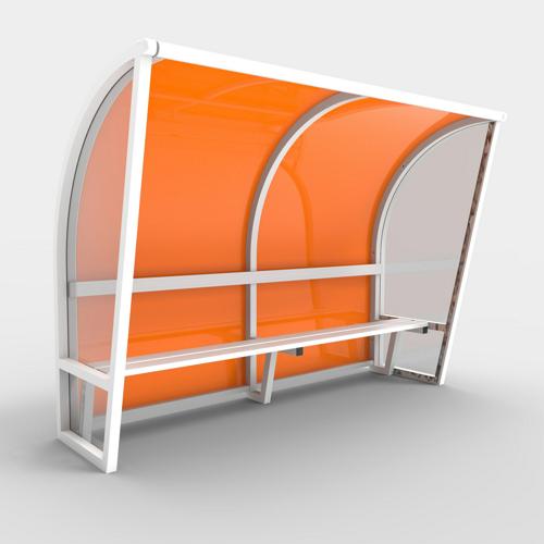 Abri de touche monobloc V2, longueur de 3,50m (2 x 1, 00m) couleur, structure en aluminium 50x50x3, plastifiée couleur, Abri de touche monobloc V2, longueur de 3,50m (2 x 1, 00m) couleur, structure en aluminium 50x50x3, plastifiée couleur,