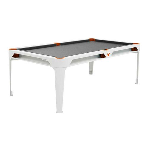 Billard Hyphen blanc - tapis gris clair - réceptacles terra cotta Billard Hyphen blanc - tapis gris clair - réceptacles terra cotta